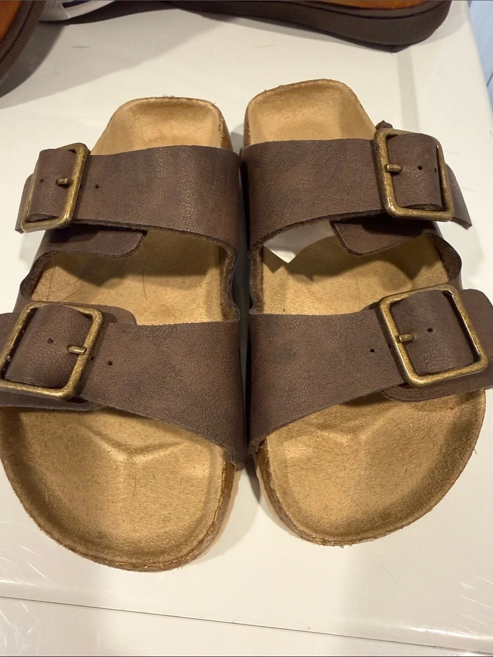 The Children's Place Brown Double-Buckle Slide Sandals
